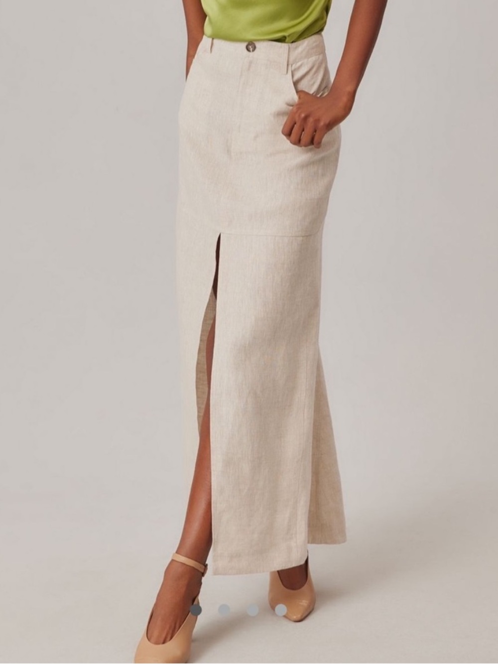 Reformation Tazz Maxi Linen Skirt 100% Linen Oatmeal Size 8 NWT New